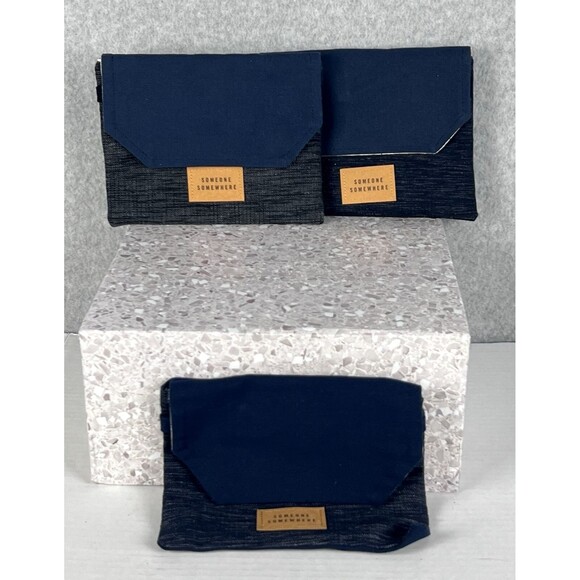 Delta Airlines Someone Somewhere Amenity Kit Pouch Cloth Travel Bag Lot of 3 - Picture 1 of 12